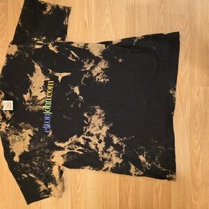 Ladies Large Tie-Dye T-Shirt - Black and Tan Elton Johnband Tee